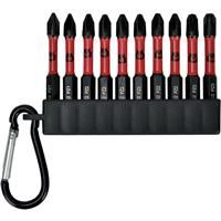 Minotaur Impact Driver PZ Bits Carabiner (10 Piece) in Black