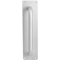Lockworks Satin Aluminium Round Grip Pull Handle on plate 300mm in Chrome