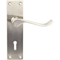 Lockworks Victorian Scroll Door Handle Lock Satin (Pair) in Nickel