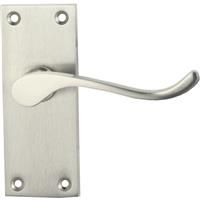 Lockworks Victorian Scroll Door Handle Short Latch Satin (Pair) in Nickel