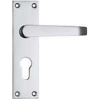 Lockworks Victorian Straight Door Handle Euro Lock Polished (Pair) in Chrome