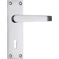 Lockworks Victorian Straight Door Handle Lock Polished (Pair) in Chrome