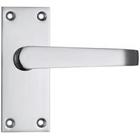 Lockworks Victorian Straight Door Handle Short Latch Polished (Pair) in Chrome