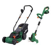 Hawksmoor 18V Cordless Lawnmower & Grass Trimmer Kit 1 x 4.0Ah 1 x 4.0Ah in Green Plastic