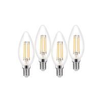 Wessex Electrical Wessex LED Filament Dimmable Candle Bulb Lamps 3.4W SES Warm White 470lm (4 Pack)