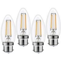 Wessex Electrical Wessex LED Filament Dimmable Candle Bulb Lamps 3.4W BC Warm White 470lm (4 Pack)