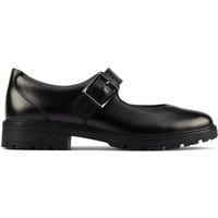 Clarks Loxham Walk Youth Leather Shoes in Black Wide Fit Size 4