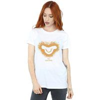 Disney Women's The Lion King Movie Simba Face Cotton Boyfriend T-Shirt in White | Size: Small