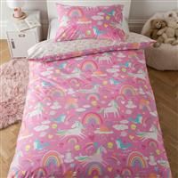 Argos Home Unicorn Button Fastening Reversible Bedding Set - Single