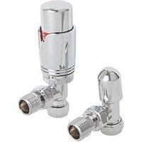 Flomasta Chrome Angled Thermostatic Radiator Valve & Lockshield 1/2" x 15mm (375FW)