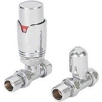 Flomasta Chrome Straight Thermostatic Radiator Valve & Lockshield 1/2" x 15mm (893FW)