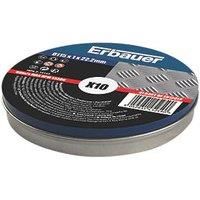 Erbauer Stainless Steel Cutting Discs 4 1/2" (115mm) x 1 x 22.2mm 10 Pack (111JR)