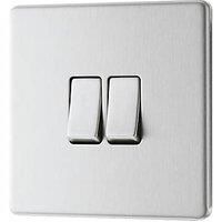 LAP 20A 16AX 2-Gang 2-Way Light Switch Brushed Stainless Steel (258KJ)