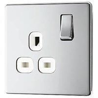 LAP 13A 1-Gang DP Switched Socket Polished Chrome with White Inserts (322KJ)