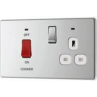 LAP 45A 2-Gang DP Cooker Switch & 13A DP Switched Socket Polished Chrome with LED with White Inserts (215KJ)