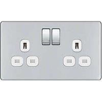 LAP Switched Socket 2 Gang FPC22W/5 Double Pole Inboard Chrome Polished 13 A