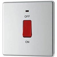 LAP 45A 1-Gang DP Cooker Switch Polished Chrome with LED (496KJ)