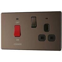 LAP 45A 2-Gang DP Cooker Switch & 13A DP Switched Socket Black Nickel with LED with Black Inserts (994KJ)