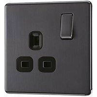 LAP Power Socket 13A 1-Gang DP Switched Power Socket Slate Grey with Black Inserts (297KJ)