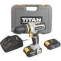 Titan Combi Drill Cordless 2 x 2.0Ah Li-Ion Charger LED 2-Speed 35 Nm 18 V