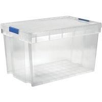 Essentials 94Ltr Storage Box XX Large Transparent with Blue Clips on Lid 4 Pack (433XJ)