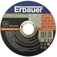 Erbauer Metal Cutting Discs 4 1/2" (115mm) x 1.6 x 22.2mm 5 Pack (345PH)