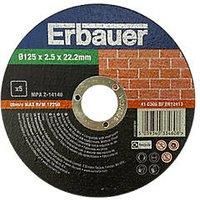 Erbauer Stone Cutting Discs 5" (125mm) x 2.5 x 22.2mm 5 Pack (392PH)