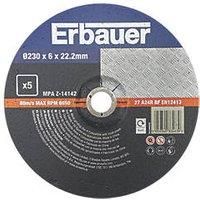 Erbauer Metal Grinding Discs 9" (230mm) x 6 x 22.2mm 5 Pack (324PH)