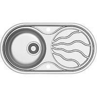Swirl Twig Round 1 Bowl Stainless Steel Reversible Inset Sink & Drainer 850 x 450mm (549RG)