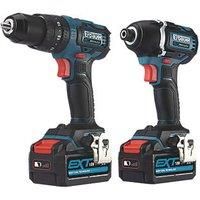 Erbauer Twin Pack Combi Drill Impact Driver Cordless Brushless 2 x 5.0Ah Li-lon