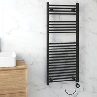 Flomasta 1200mm x 500mm 1023BTU Black Flat Electric Towel Radiator (472HC)