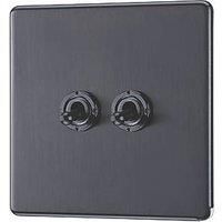 LAP 20A 16AX 2-Gang 2-Way Toggle Switch Slate Grey (716PN)