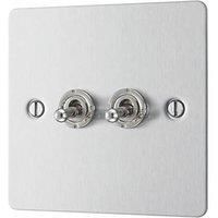 LAP 20A 16AX 2-Gang 2-Way Toggle Switch Brushed Stainless Steel (566PN)