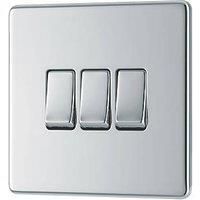 LAP 20A 16AX 3-Gang 2-Way Light Switch Polished Chrome (518PN)