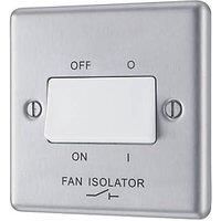 LAP 10AX 1-Gang 3-Pole Fan Isolator Switch Brushed Stainless Steel with White Inserts (306PN)