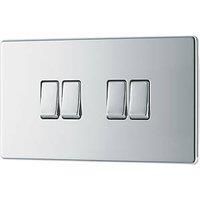 LAP 20A 16AX 4-Gang 2-Way Light Switch Polished Chrome (757PN)