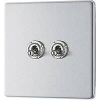 LAP 20A 16AX 2-Gang 2-Way Toggle Switch Brushed Stainless Steel (298PN)