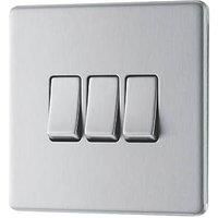 LAP 20A 16AX 3-Gang 2-Way Light Switch Brushed Stainless Steel (195PN)