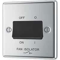 LAP 10AX 1-Gang 3-Pole Fan Isolator Switch Polished Chrome with Black Inserts (822PN)