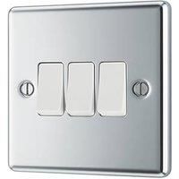 LAP 20A 16AX 3-Gang 2-Way Light Switch Polished Chrome with White Inserts (980PN)