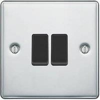 LAP 20A 16AX 2-Gang 2-Way Light Switch Polished Chrome with Black Inserts (627PN)