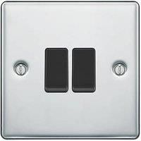LAP 20A 16AX 2-Gang 2-Way Light Switch Polished Chrome with Black Inserts (627PN)