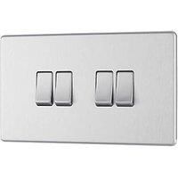 LAP 20A 16AX 4-Gang 2-Way Light Switch Brushed Stainless Steel (657PN)