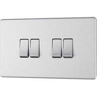 LAP 20A 16AX 4-Gang 2-Way Light Switch Brushed Stainless Steel (657PN)