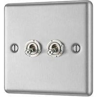 LAP 20A 16AX 2-Gang 2-Way Toggle Switch Brushed Stainless Steel (656PN)