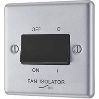 LAP 10AX 1-Gang 3-Pole Fan Isolator Switch Brushed Stainless Steel with Black Inserts (800PN)