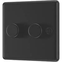 LAP 2-Gang 2-Way LED Dimmer Switch Matt Black with Colour-Matched Inserts (431PN)