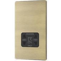 LAP 2-Gang Dual Voltage Shaver Socket 115/240V Antique Brass with Black Inserts (472PN)