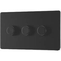 LAP 3-Gang 2-Way LED Dimmer Switch Matt Black with Colour-Matched Inserts (190PN)