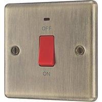 LAP 45A 1-Gang 2-Pole Cooker Switch Antique Brass with LED with Red Inserts (496PN)